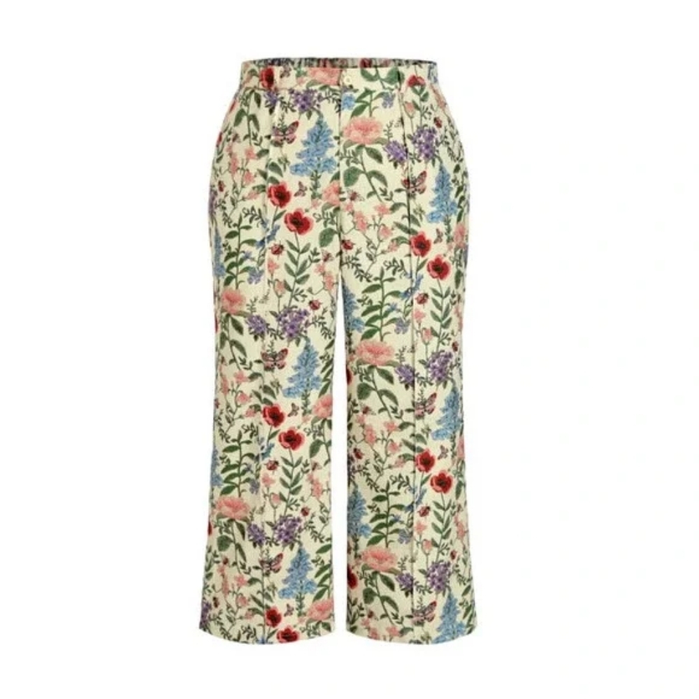 CIDER FLORAL PRINT WIDE LEG PANTS